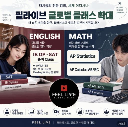 해외 국제학교 온라인 수업｜필라이브 SAT English / AP Math 클래스 확대 [대치필수학]